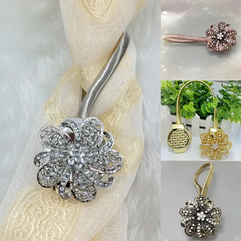

Flower Shaped Magnetic Metal Curtains Buckle Magnet Curtain Tieback Window Screening Clip Holder Home Decoration Accessories