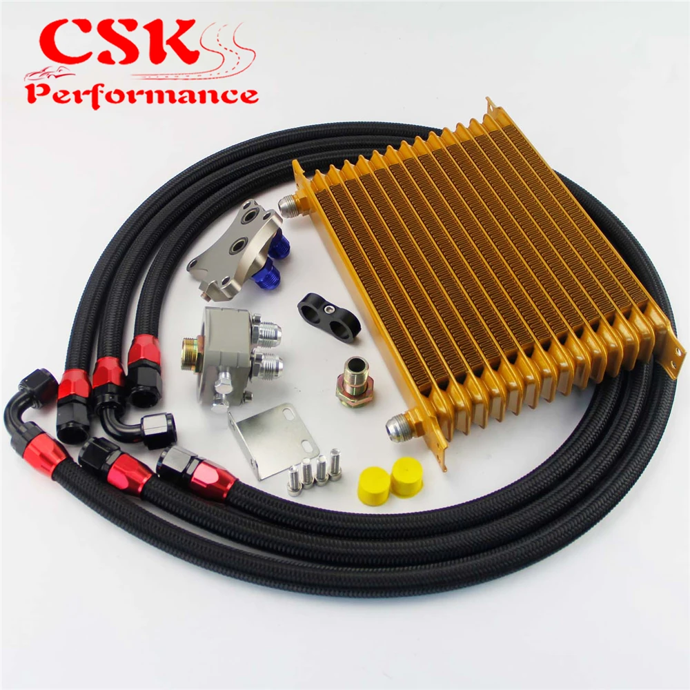 ^*Best Offers 15 Row 262mm AN10 Oil Cooler Kit Fits For Nissan Silvia S13 S14 S15 180SX 200SX 240SX SR20DET Black/Blue/Gold