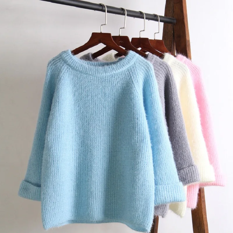 Свитер осень-зима, вязаный женский свитер с длинным рукавом, свободный серый пуловер, женские свитера, теплый осенний Повседневный джемпер, пуловеры