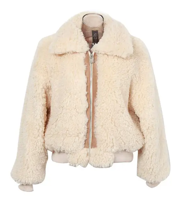 Fashion brand lambswool fur jackets coats female good quality thick