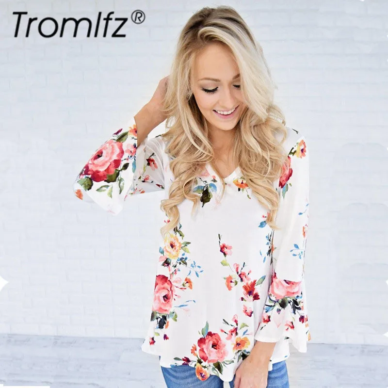 Tromlfz 2019 летняя женская футболка футболки плюс размер Poleras De Mujer длинный рукав