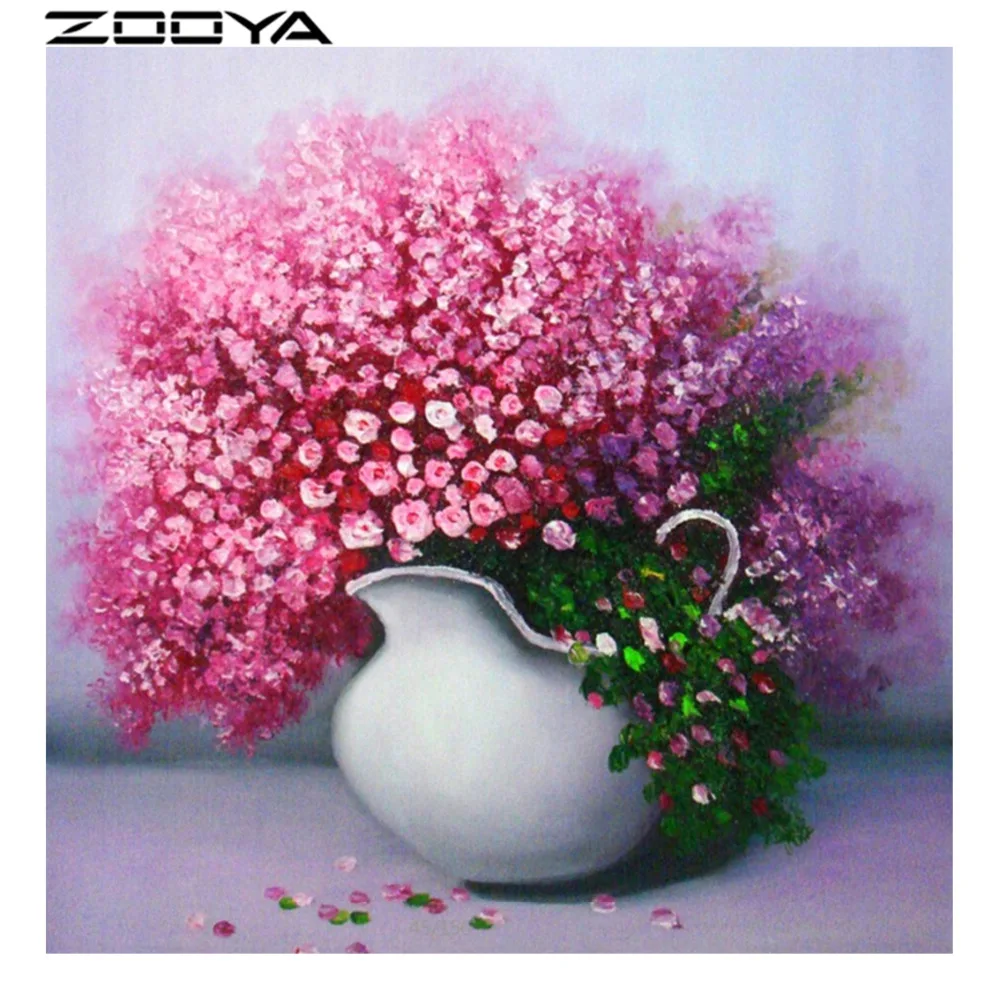 

ZOOYA Diamond Embroidery 3d DIY Diamonds Painting Mosaic Picture Rhinestones Embroidery Diamond Cross Stitch Flower Vase RF1093