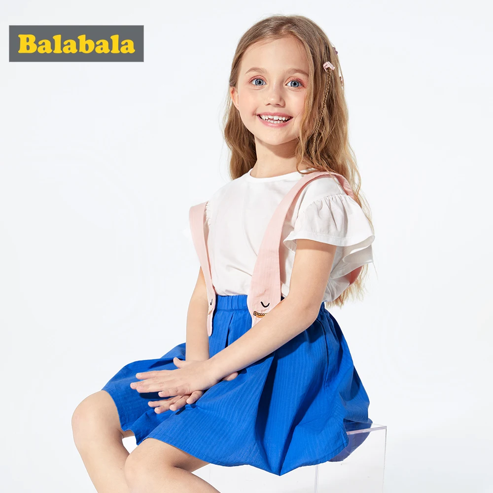 Balabala платье для девочек летняя юбка на подтяжках двухкомпонентное хлопковая