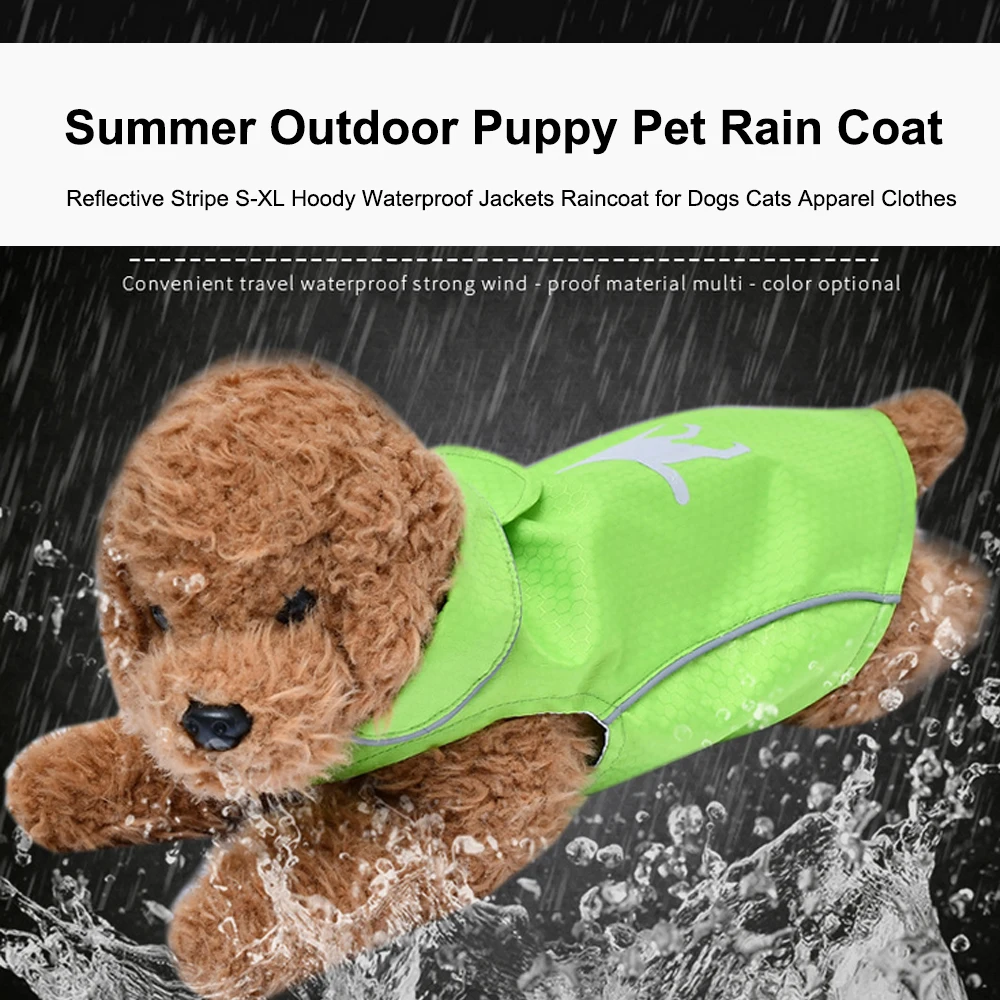 S/M/L/XL летний плащ для собак дождевик для собаки куртка для собаки дождевик водонепроницаемый плащ светоотражающий