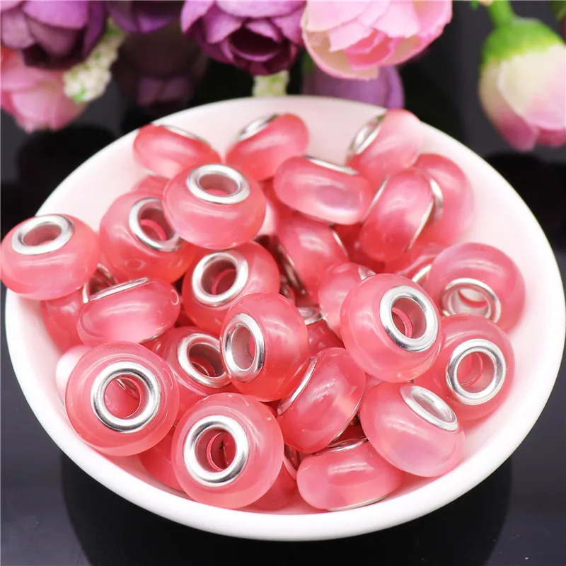 

10Pcs New Hot Sale Cat's Eye Opal Stone Plastic Resin Bead Spacer Beads Fit DIY Pandora Charm Bracelet For DIY Jewelry Making