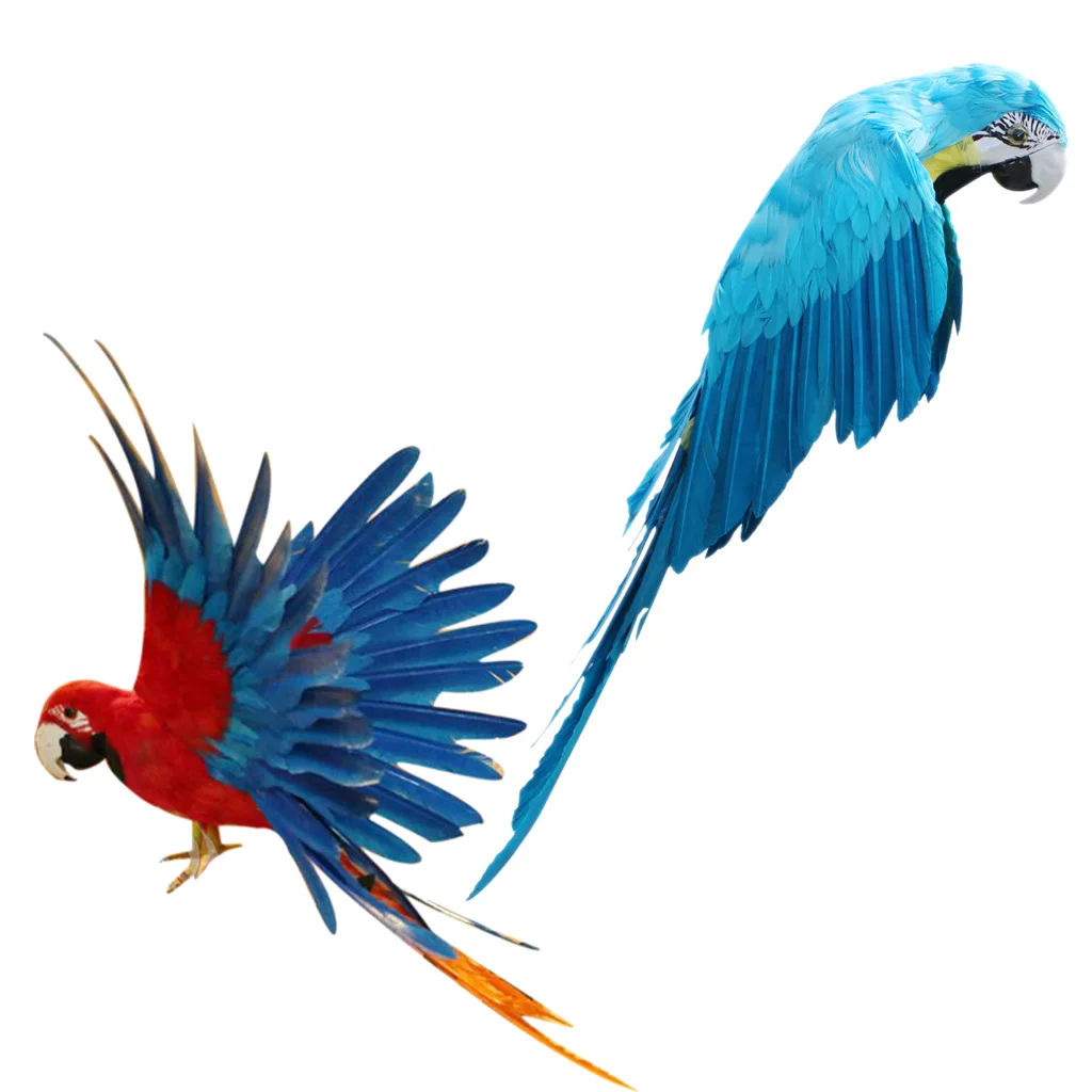 Set 2pc Artificial Realistic Parrots Birds For Garden Weding Home Decoration Lifelike Shape Beautiful Natural