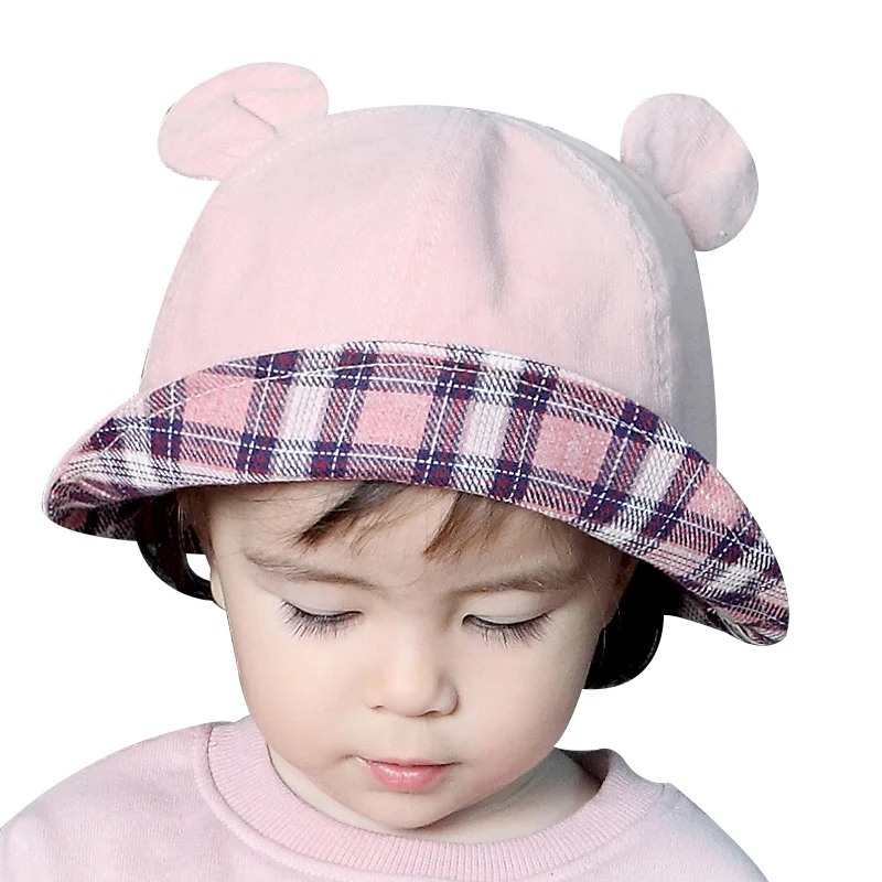 Fashion Baby Bucket Hat For Girls Cute Bear Ears Hat Toddler Kids Hat