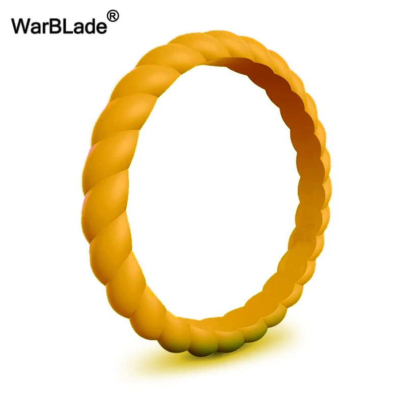 Модное 3 мм тонкое плетеное силиконовое кольцо для женщин обручальные кольца спортивные гипоаллергенные Кроссфит гибкое Тканое резиновое кольцо на палец - Цвет основного камня: Gold