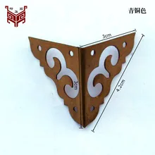 Chinese antique furniture jewelry box door trim angle copper horn and copper clad corner protecting hardware accessories horn