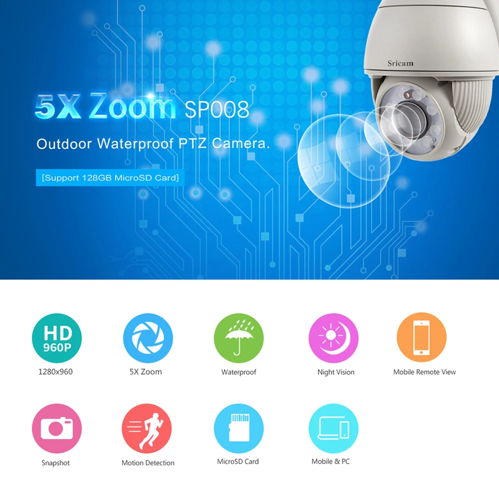 Sricam 960P HD H.264 купольная IP камера Поддержка DVR NVR микро SD карта CCTV Беспроводная WiFi для