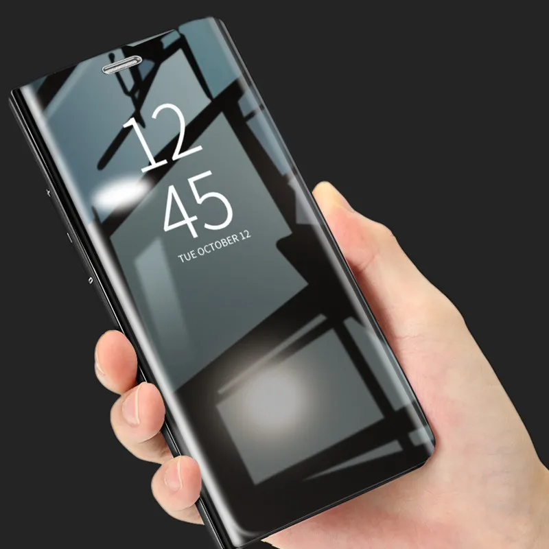 

Clear View Smart Mirror Flip Case For Samsung Galaxy S8 S9 Plus S7 S6 Edge Plus Cover For Galaxy Note 8 9 5 4 3 PU Leather Case