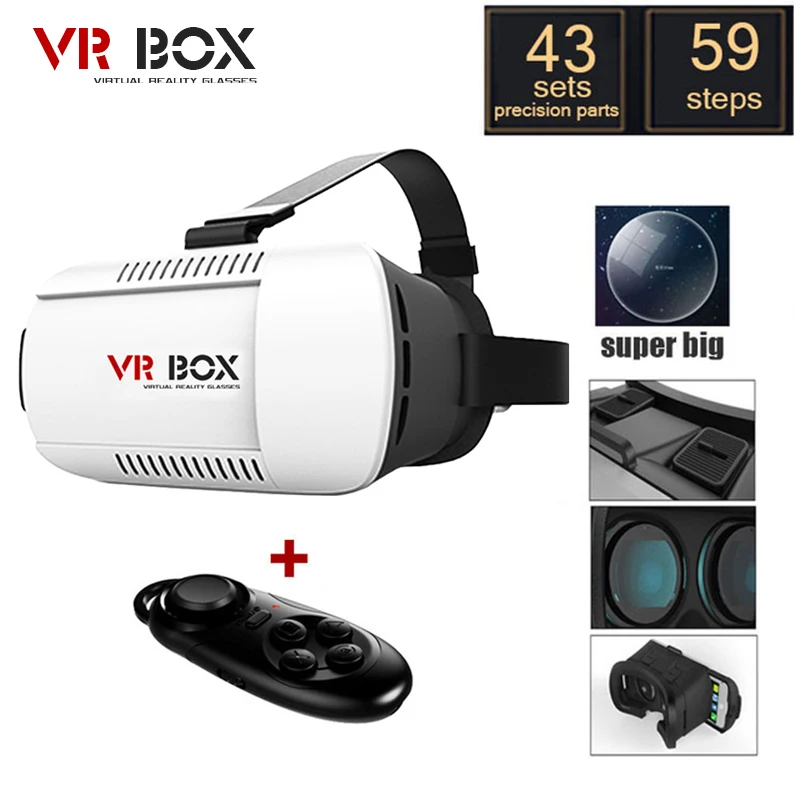 2017 VR КОРОБКА Очки Виртуальной Реальности 3D 1.0 2.0 3.0 Pro Google Картон + Bluetooth