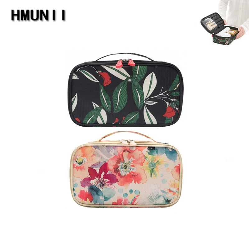 

HMUNII Cosmetic Bags Makeup Bag Women Travel Organizer Professional Storage Brush Necessaries Make Up Case Beauty Toiletry Bag