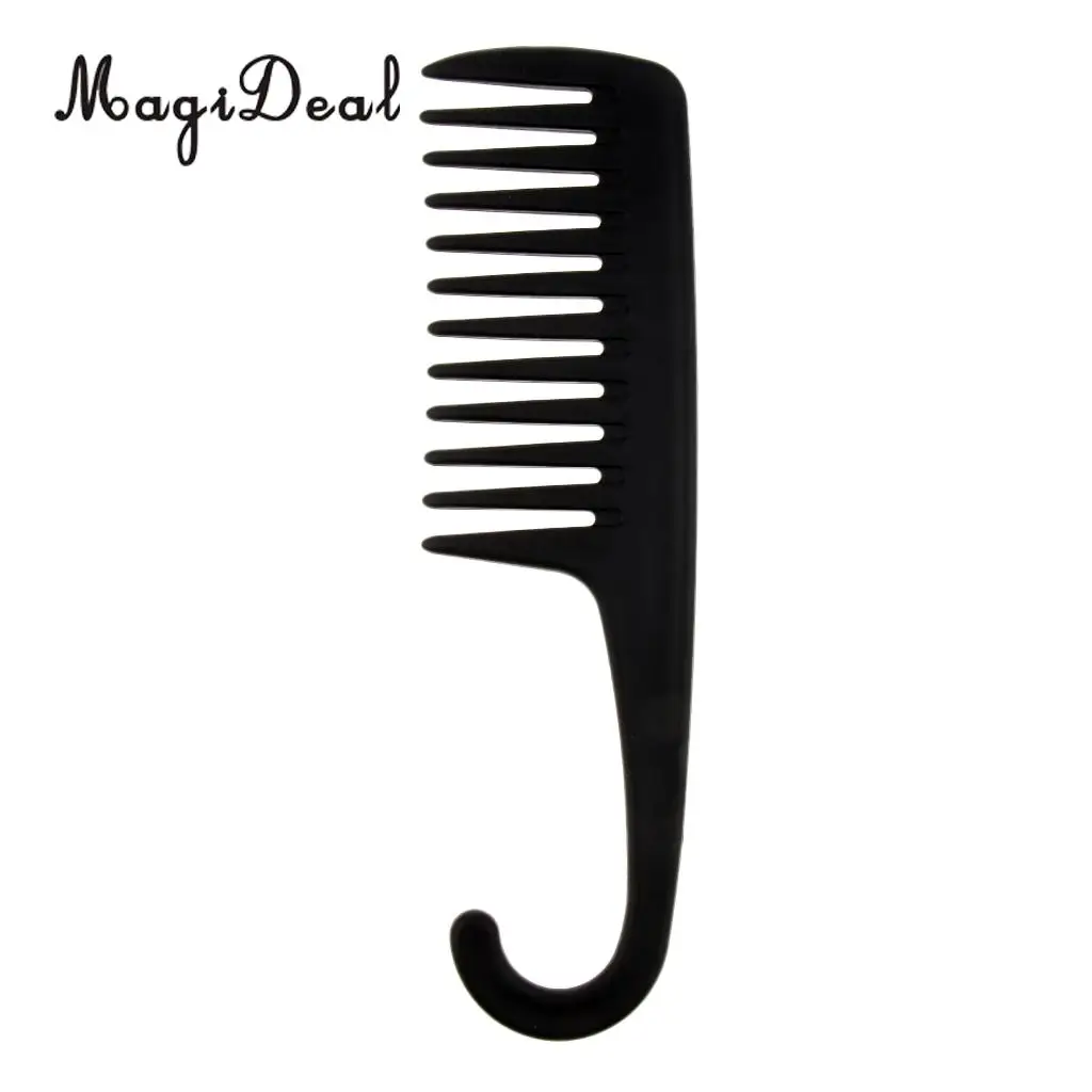 Shower Hanging Comb Wide Tooth Comb with Hook Wet Dry Hair Detangling Conditioning Hair Black Comb