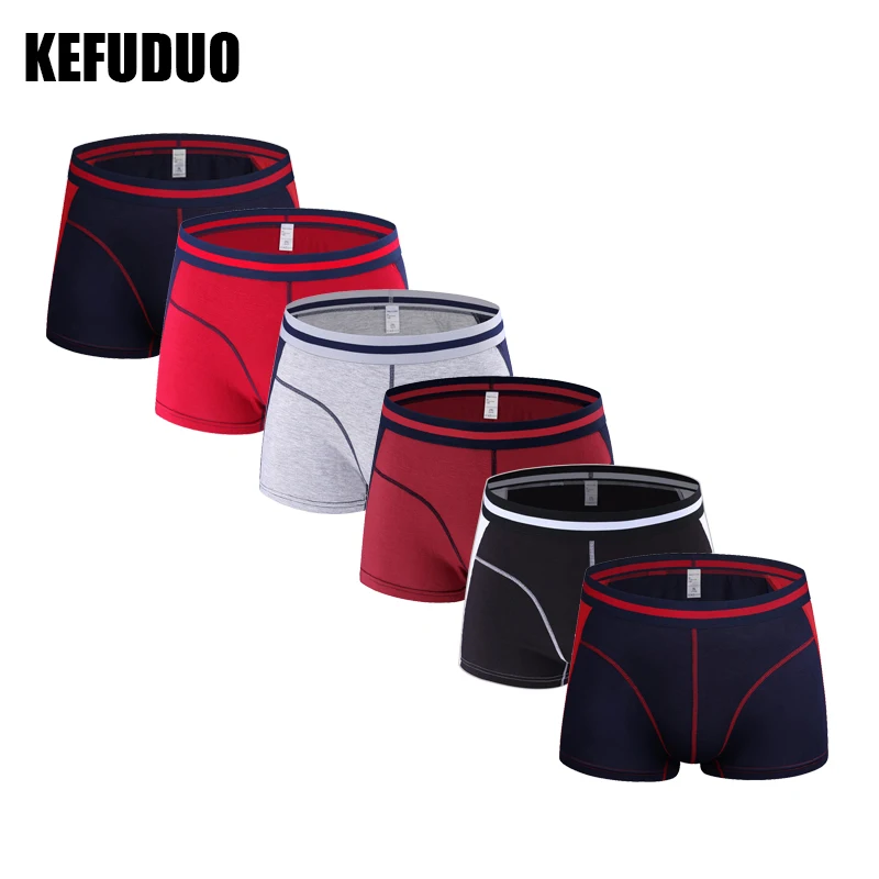 KEFUDUO 6Pcs/lot Panties Male Underwear Soft Boxers Modal Boxer Patchwork Men Shorts Plus Size Man Set | Мужская одежда