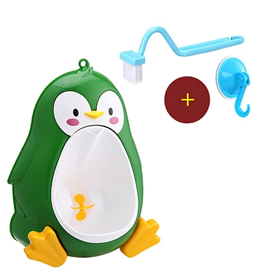 Pinico Прекрасный Пингвин для маленьких мальчиков стенд вертикальной писуар приучение к горшку Дети писсуаров Ванная комната Пи Младенческая малышей настенный - Цвет: Green Set