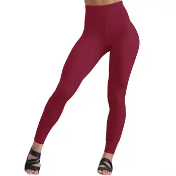 

Athletic Women Solid Color Cross Strap Leggings Fitness High Waist Pants hot