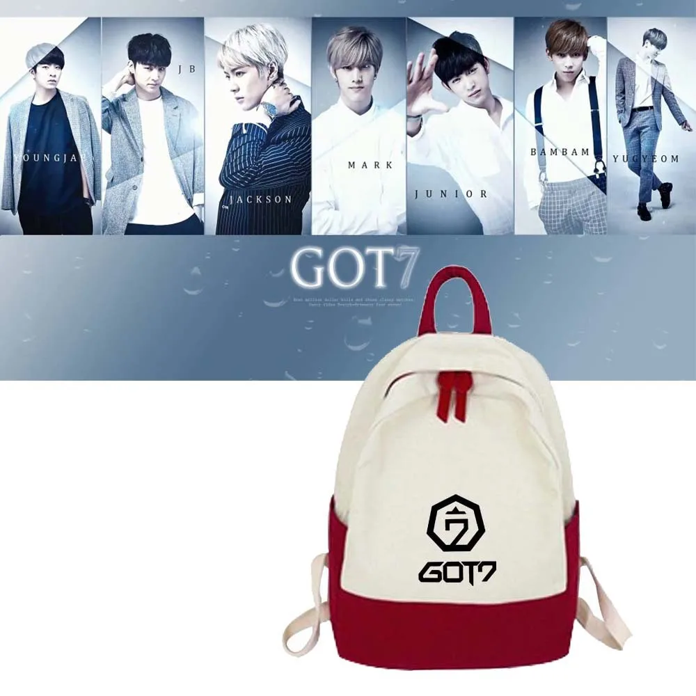 

GOT7 Around the same bag school bag student backpack shoulder bag Printed Canvas Backpack Bag Fashion Women Girl Travel Bag