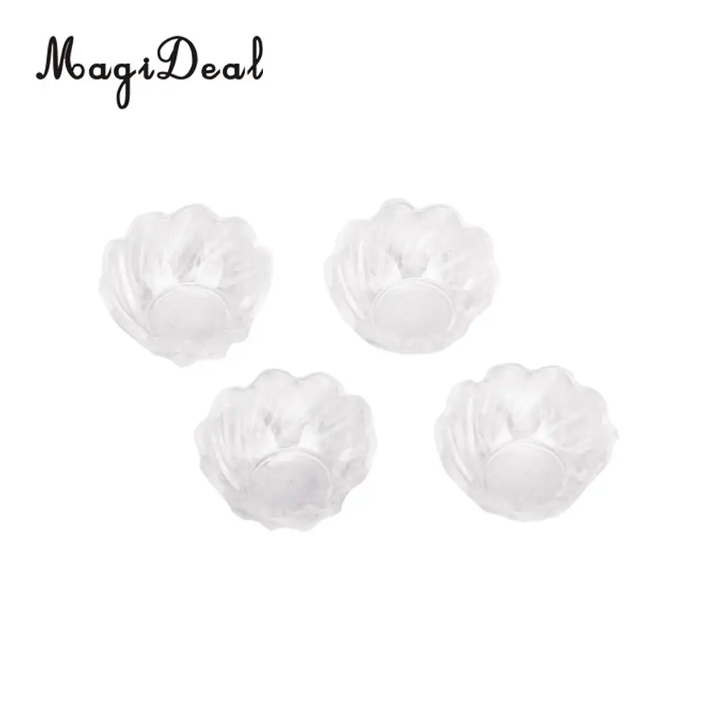 4Pcs/Pack 1/12 Clear Fluted Edged Fruit Bowl Doll House Miniature Kitchen Accessory Decor Kids Children Pretend Play Toys