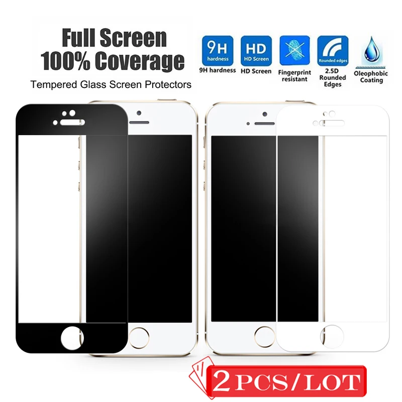 Защитный чехол 9H в черно белой оправе для iPhone 11 Pro 6 6S 7 8 Plus X XR XS MAX 2 шт.|glass for iphone