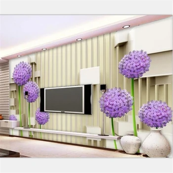 

beibehang Wallpaper mural custom photo decoration living room bedroom 3D purple flower dandelion romantic rose wallpaper