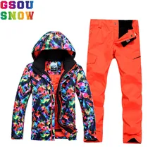 GSOU SNOW Brand лыжный костюм Мужская лыжная куртка брюки зима Mountain Лыжный Спорт костюм Водонепроницаемый сноуборд наборы мужская уличная спортивная одежда