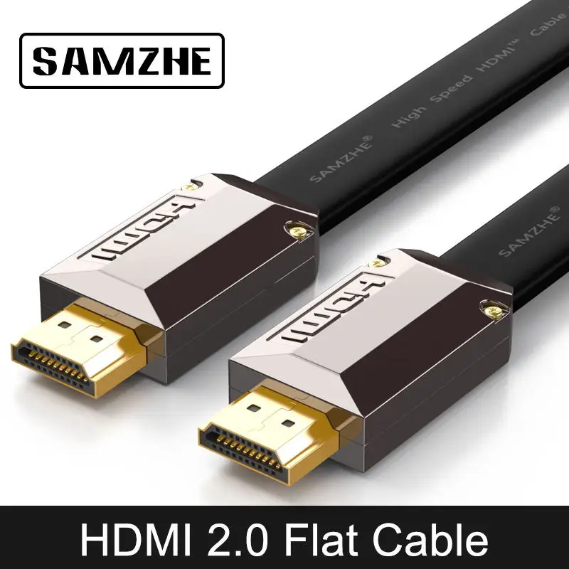 

SAMZHE Flat 4K*2K HDMI Cable Resolution 3840*2160/60hz Version 2. 0 for Laptop Xbox to Projector TV Screen and Big Screen