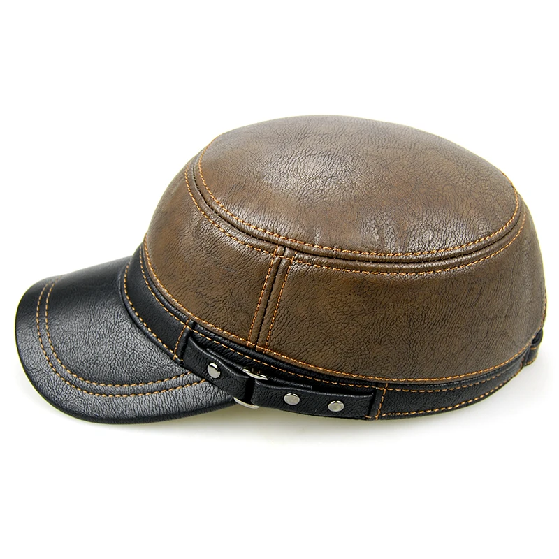 Billig Fibonacci marke qualität männer baseballmütze leder patchwork herbst winter caps einstellbare flatcap mittleren alters erwachsene dad hüte