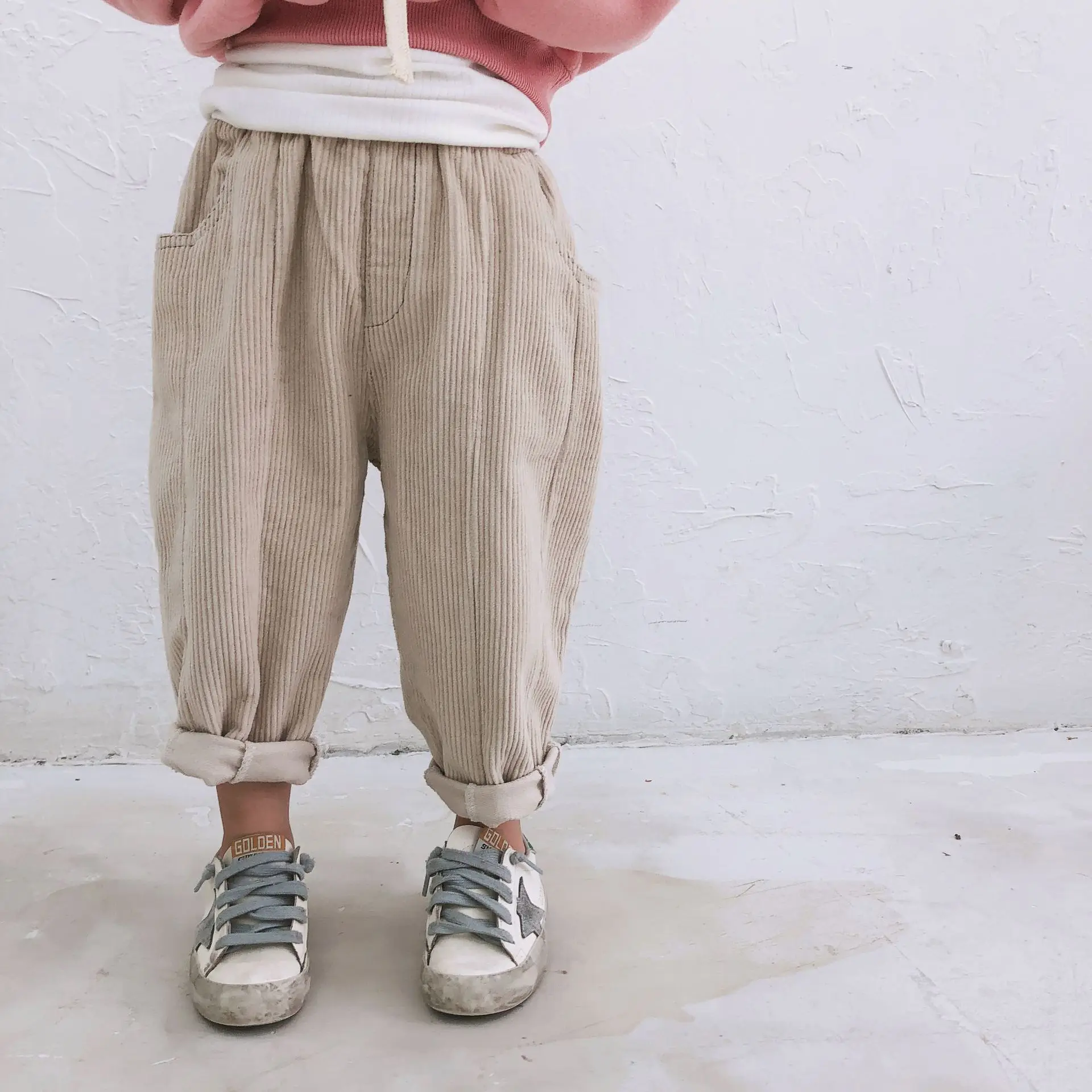 

2018 Autumn Toddler Kids Girls Boys Pants Corduroy Casual Fashion Korean Clothings