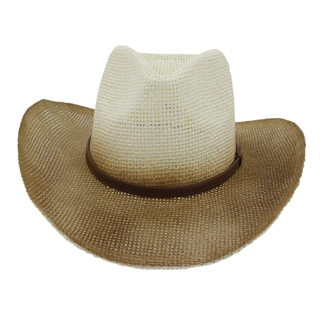 Hawcoar Новая модная Мужская и женская тканая винтажная ковбойская соломенная шляпа Классическая Cattleman Cowgirl соломенная шляпа женская летняя Z4