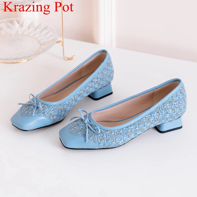 

new arrival square toe low heels sweet concise butterfly-knot women pumps shallow elegant brand driving spring dance shoes L05