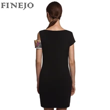 FINEJO 3D Print Flora 3XL Plus Size Women Dress Fashion Patchwork Pencil Dresses Sexy Summer Short Sleeve Off Shoulder Vestidos