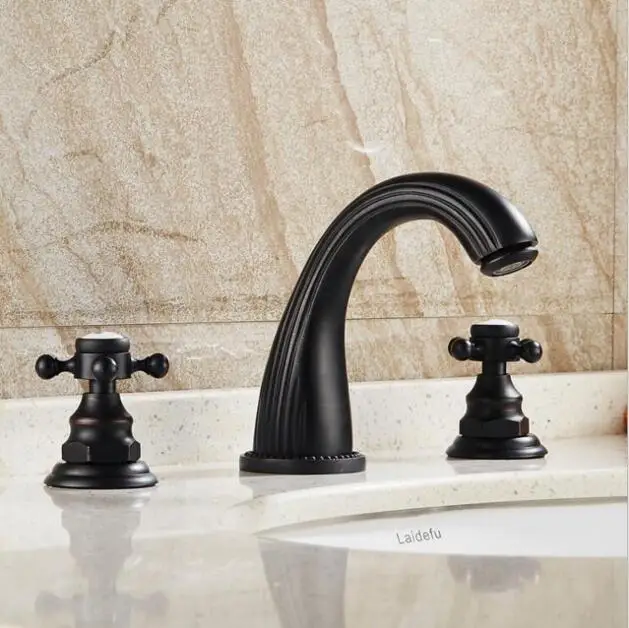 New Arrivals brass wash basin mixer black oil hot & cold bathroom 8