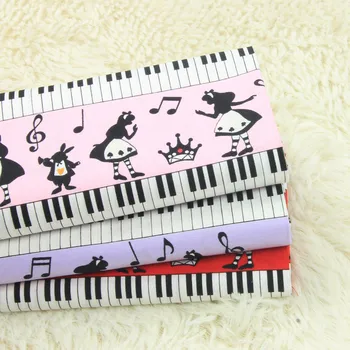 

Half yard thin cotton fabric with cartoon musical note print, handmade DIY garment dress children's cloth A799
