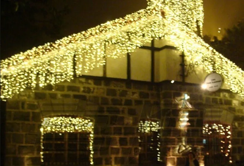 3 м x 3 м 300 светодио дный открытый вечерние Рождественская Строка Фея Свадебное Шторы огни освещения 220 ~ 240 В или 110 В теплый белый Бесплатная