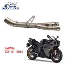 Sclmotos -YZF R1 2015 Stainless Steel Mid Pipe Motorbike Motorcycle Middle Link Exhaust Muffler for YAMAHA YZF-R1 2015