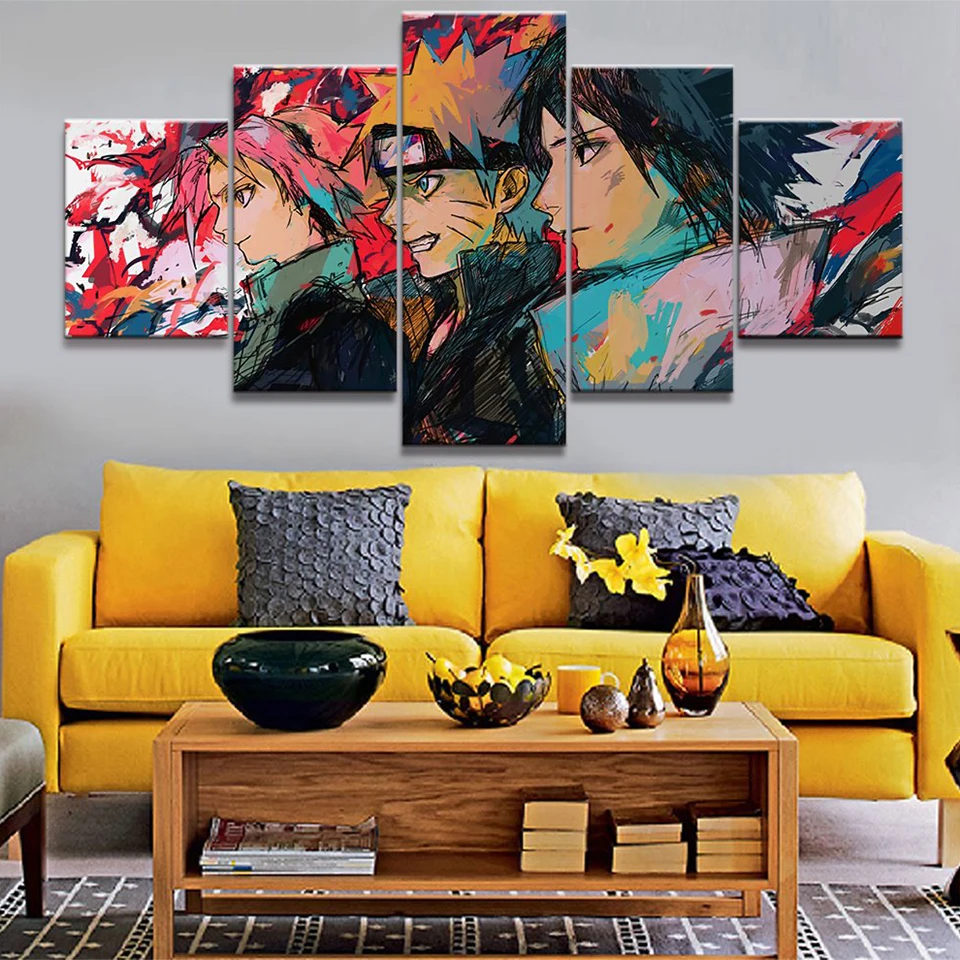 Decor Living Room Modern Abstract Canvas Painting Framework Wall Art Pictures Home 5 Panel Anime Naruto Modular Poster Printed | Дом и сад