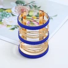 LZHLQ модный металлический браслет макси для женщин модные полимерные мозаичные Кристальные браслеты Гладкий регулируемый браслет с широким отверстием