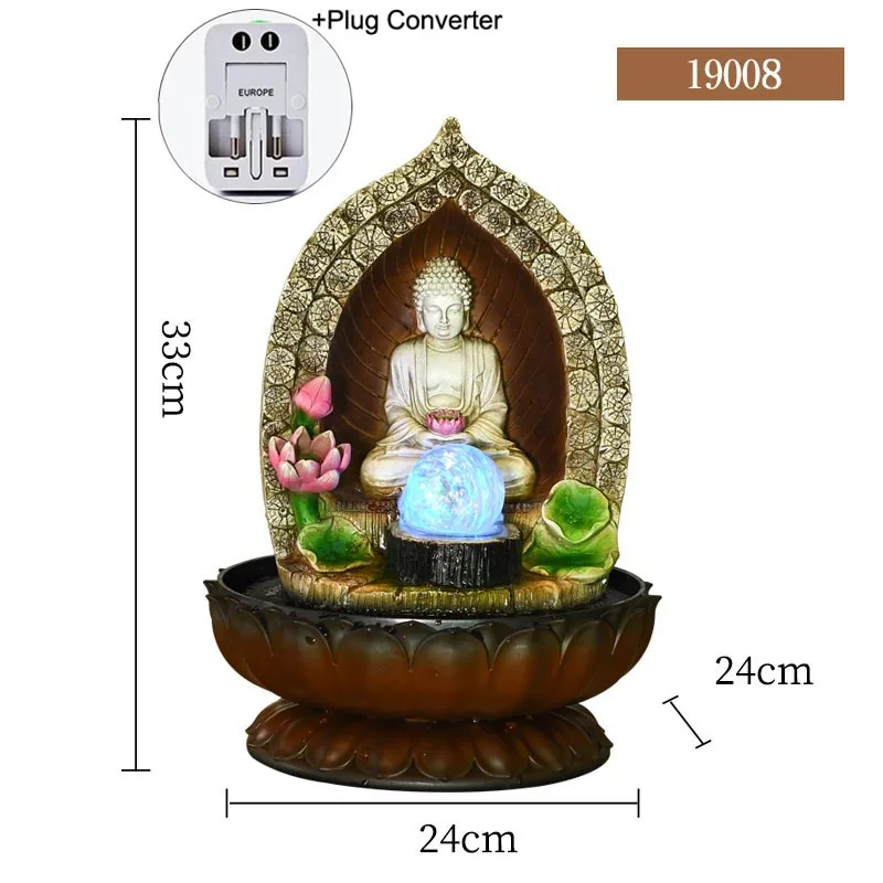 110 V/220 V счастливый будда статуя струящиеся фонтаны воды Гостиная Офис Настольный фэн шуй фонтан украшение на стол для дома украшения - Цвет: 19008