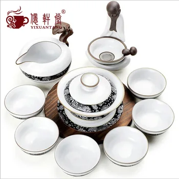 

hot High-grade white Ru kiln Kung Fu tea set of creative ceramics