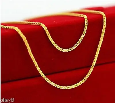

New Fine Pure 18K Yellow Gold Necklace Women Wheat Link Chain 1.9g - 18
