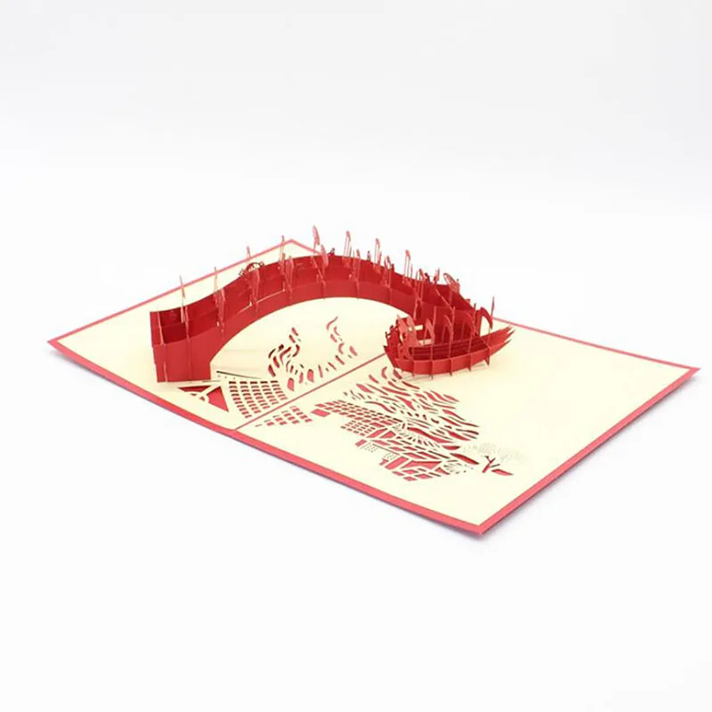  3D Laser Cut Handmade Riverside Scene At Qingming Festival Paper Invitation Greeting Cards PostCard - 32999823786