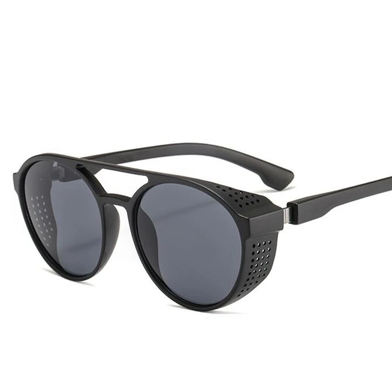 Новые модные стимпанк Солнцезащитные очки мужские круглые боковые сетчатые стильные солнцезащитные очки Брендовые дизайнерские винтажные очки панка