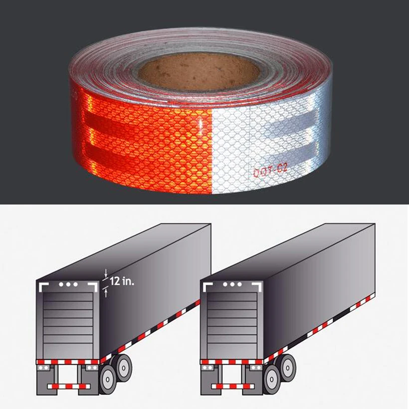 75 Ft DOT-C2 Reflective Tape 6" Red 6" White Safety Warning Truck Trailer Bike 