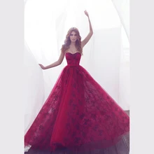 Arabic Sexy Burgundy and Black A Line Sweetheart Lace Evening Dresses 2016 Women Long Party Prom Gowns vestidos de festas RE15