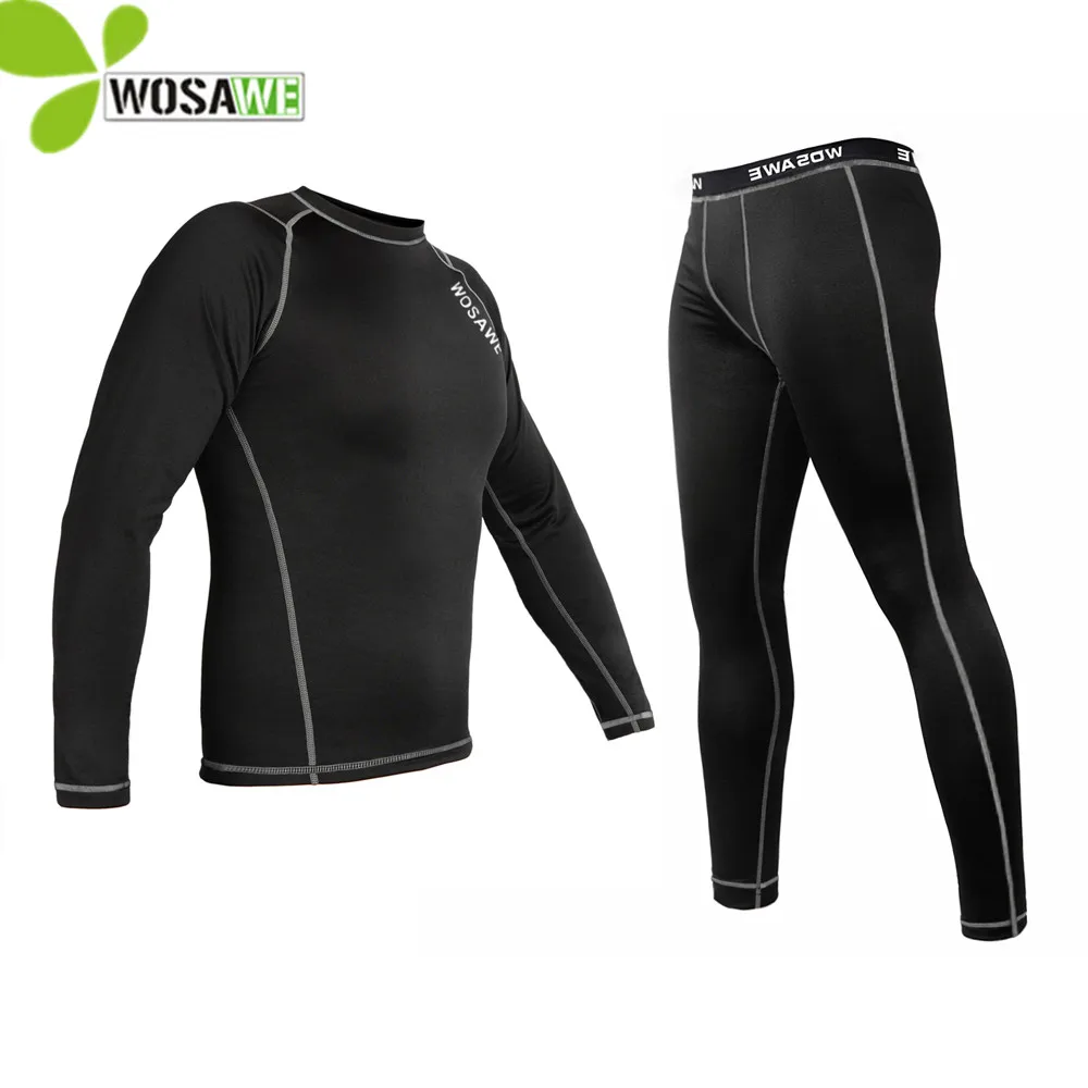 Buy WOSAWE Men Winter Thermal Fleece Cycling Clothes Sets Warm Up Long Johns