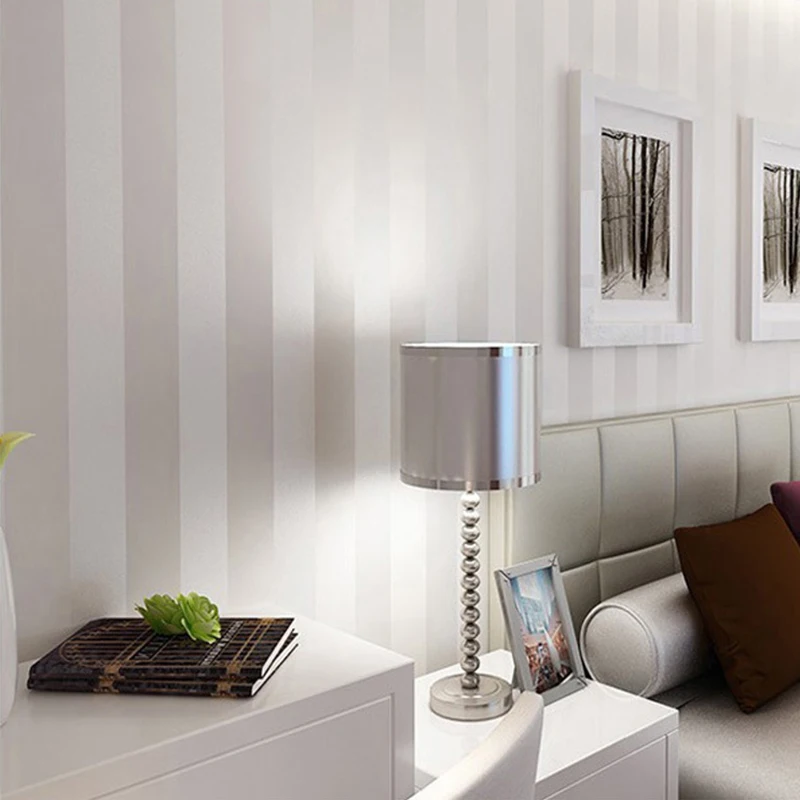Papel de Parede Revestimento de Parede Não tecido de Fundo Papel de Parede para Sala Sala de Estar Prata Moderna Minimalista Stripe Glitter para