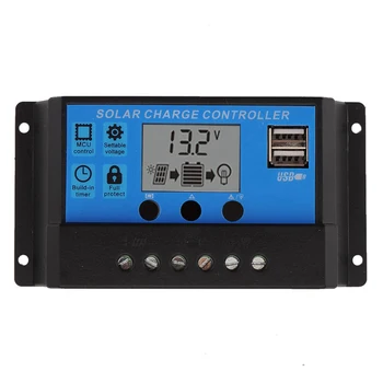 

10A 20A 30A 12V 24V intelligence Solar cells Panel Battery Charge Controller Regulators LCD Display with 5V USB