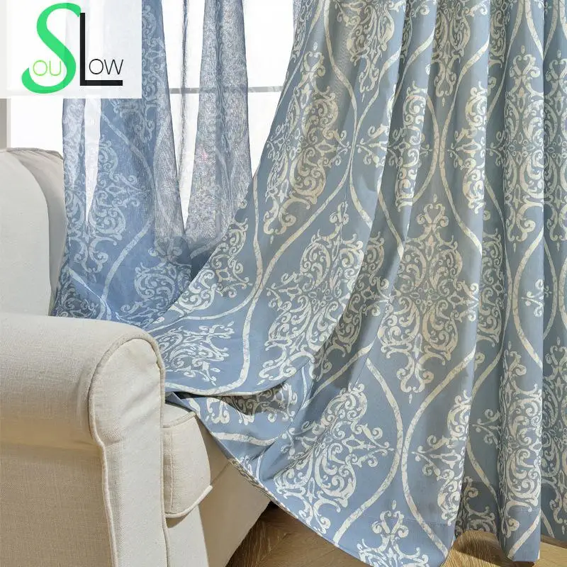 Slow Soul azul juventud onda fugaz moderno minimalista chino Cortina Floral cortinas Cortina para sala cocina dormitorio Slow Soul azul juventud onda fugaz moderno minimalista chino Cortina Floral cortinas Cortina para sala cocina dormitorio