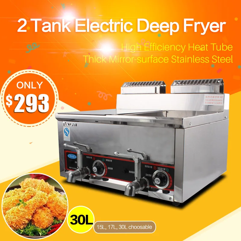 Commercial Use Double Tank 2 Basket Electric Countertop